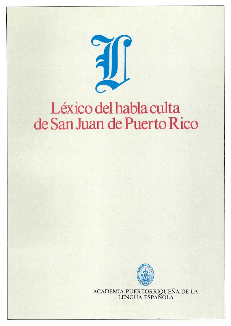 portada Léxico del habla culta de San Juan de Puerto Rico