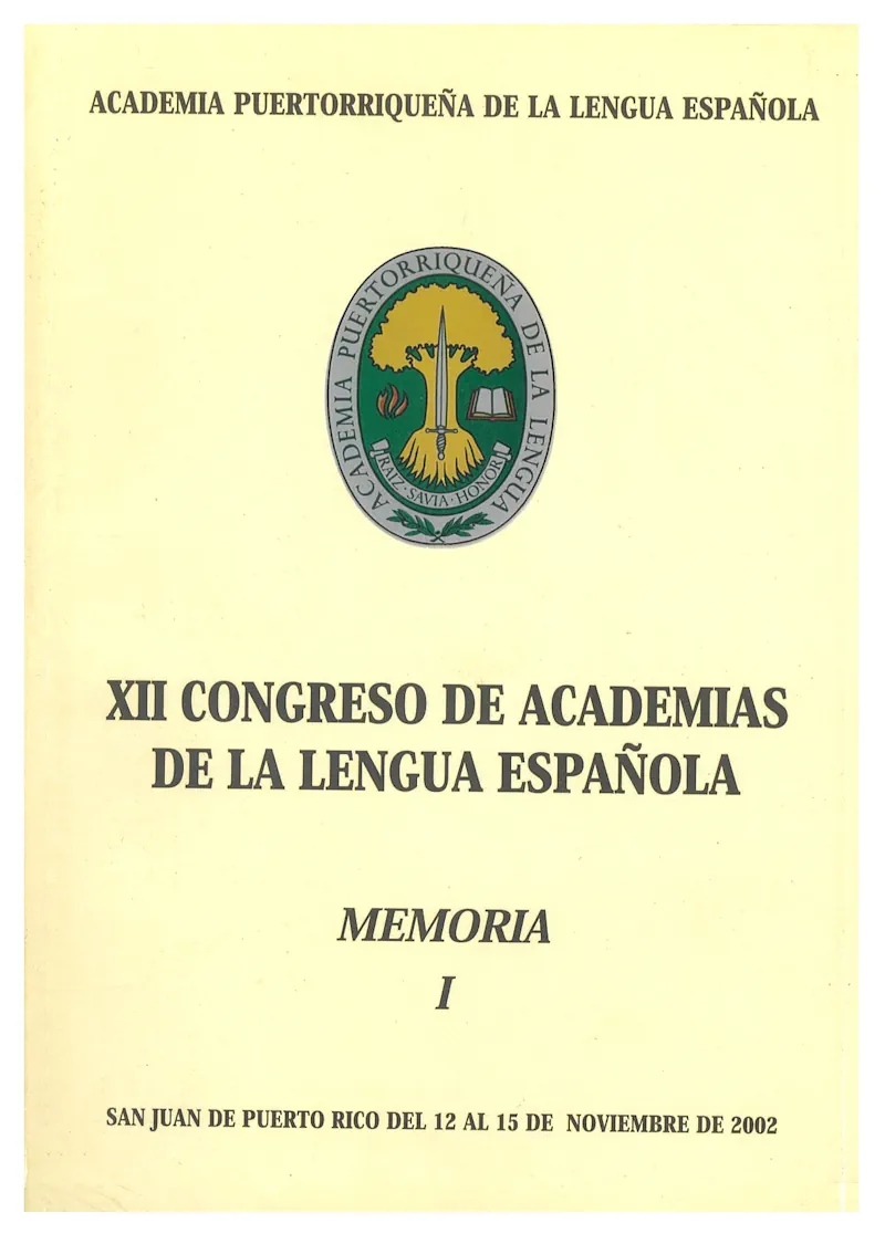 portada XII Congreso de academias de la lengua española - Memoria I